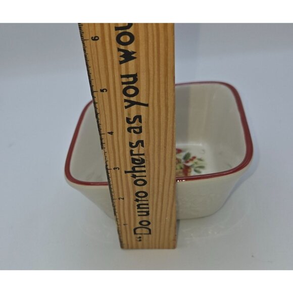 Longaberger Pottery Nature's Garland Small Square Bowl 31459 - Picture 5 of 7